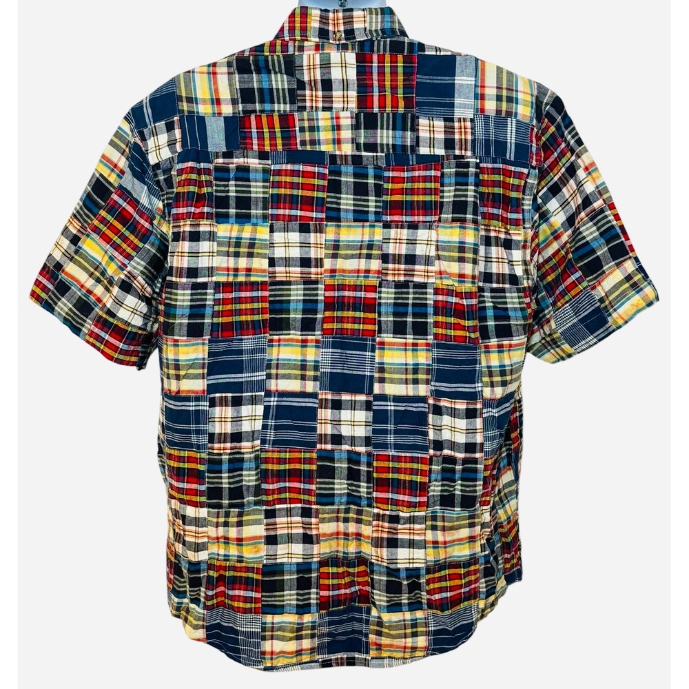 Eddie Bauer Multicolor Patchwork Plaid Button-Dow… - image 3